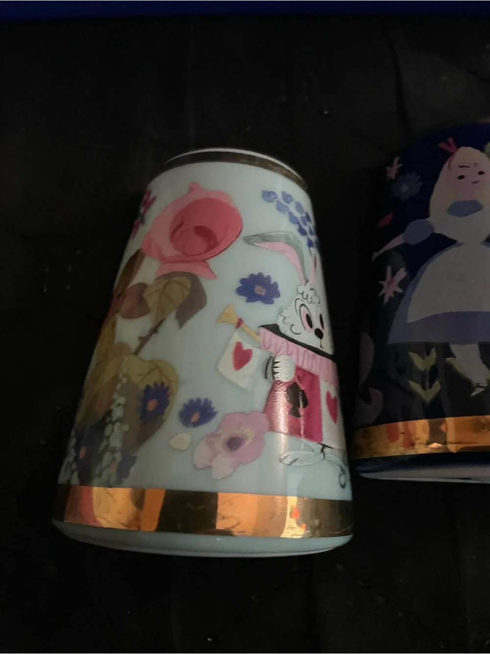 Disney Alice in Wonderland Floral Blue and Pink Salt & Pepper Shakers and vases